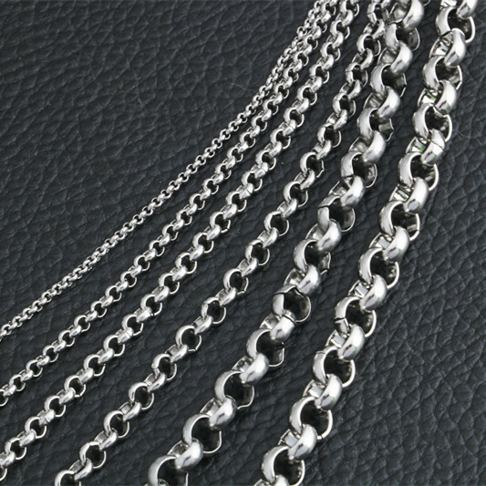 2/2.5/3/4/5/6mm 316L Stainless Steel Women Men Round Rolo Chains 20-32''