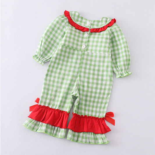 NEW Boutique Grinch Stole Christmas Baby Girls Smocked Embroidered Romper