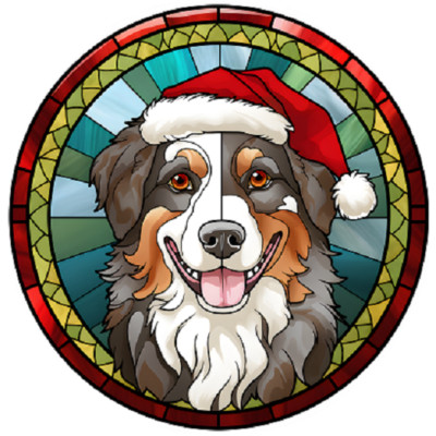 Dog  Christmas Bauble Stained Glass Design