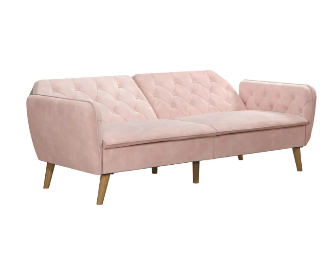 Novogratz Tallulah Memory Foam Futon, Convertible Couch, Pink