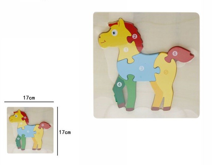3D Puzzle Legno Forma Di Cavallo Educativo Colorato Bimbi Bambini Imparare dfh