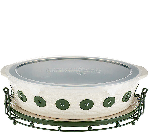 Temp-Tations 3qt Cozy Cable Knit Baker with Lid-it