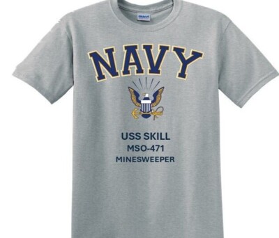 USS SKILL   MSO-471 * MINESWEEPER *EAGLE*SHIRT. OFFICIALLY LICENSED