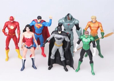 Lot Of  7 Dc Action Figures Justice Legue, Dc Figure Lot Of 7 Super Heroes
