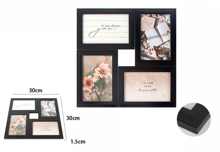 Cornice Multifoto Parete Muro 4 Foto Porta Fotografie Nera dfh