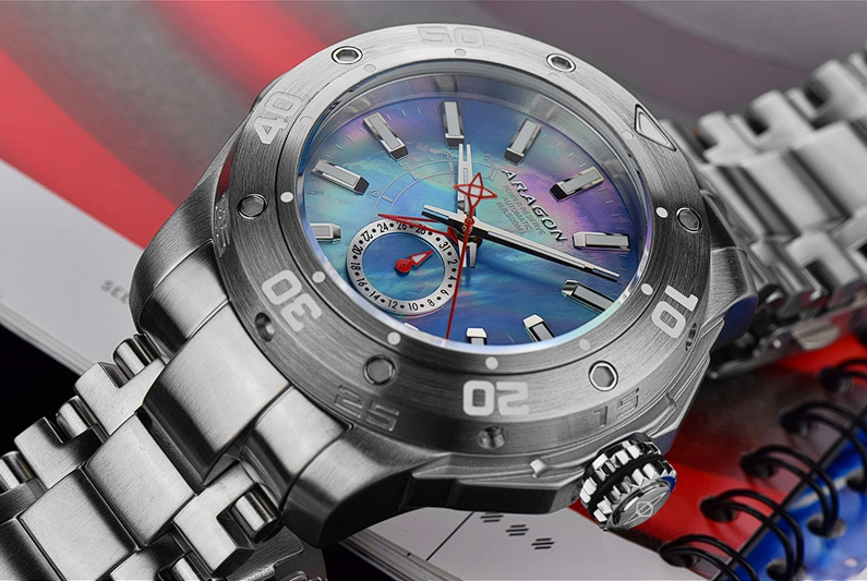 Pre-owned Aragon Power Reserve Indicator Watch Automatic 44mm Mother-of-pearl Sii Ne57