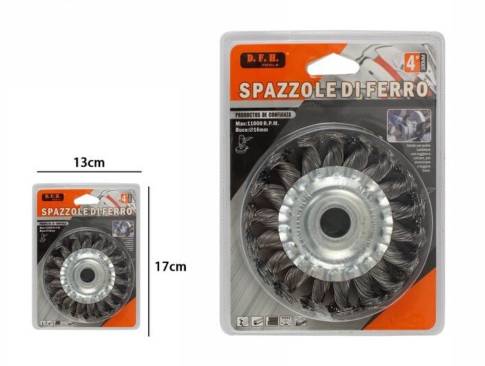 Spazzola Ferro Metallica Metallo Per Ferro A Disco Smerigliatrice 100mm 4" dfh