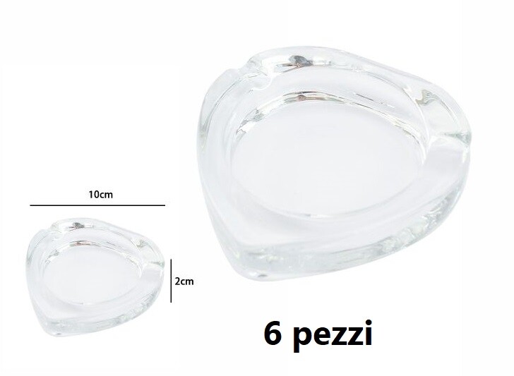 Set 6 Posacenere Porta Cenere Vetro Triangolari Trasparenti Bar Casa dfh