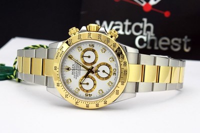 Rolex Daytona Gold White Diamond Dial 116523 Rehaut with Rolex Card - WATCH CHES