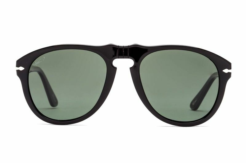 Pre-owned Persol 649 Pilot Series Shiny Black Polar Green Sunglasses Po0649 95/58 52mm In Polarized Green Anti-glare Tempered Glass