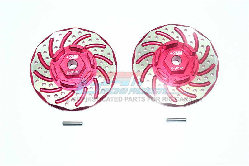 For Traxxas RUSTLER-ALUM +2MM HEX WITH BRAKE DISK WITH SILVER LINING-4PC SET-RED