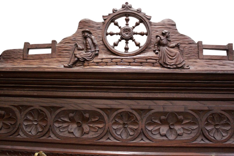 Nice Larger Sized French Breton Hall Rack, Oak, 19th Century