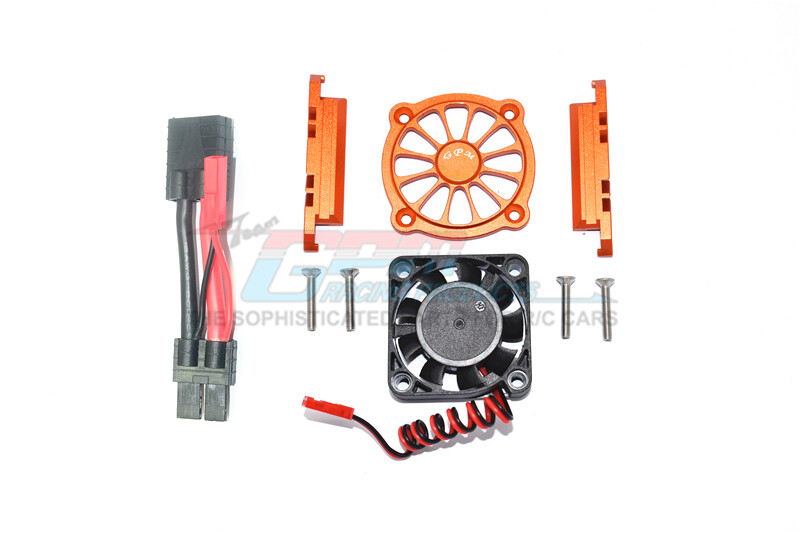 For Traxxas Maxx-ALUMINUM MOTOR HEATSINK WITH COOLING FAN -9PC Set-ORANGE