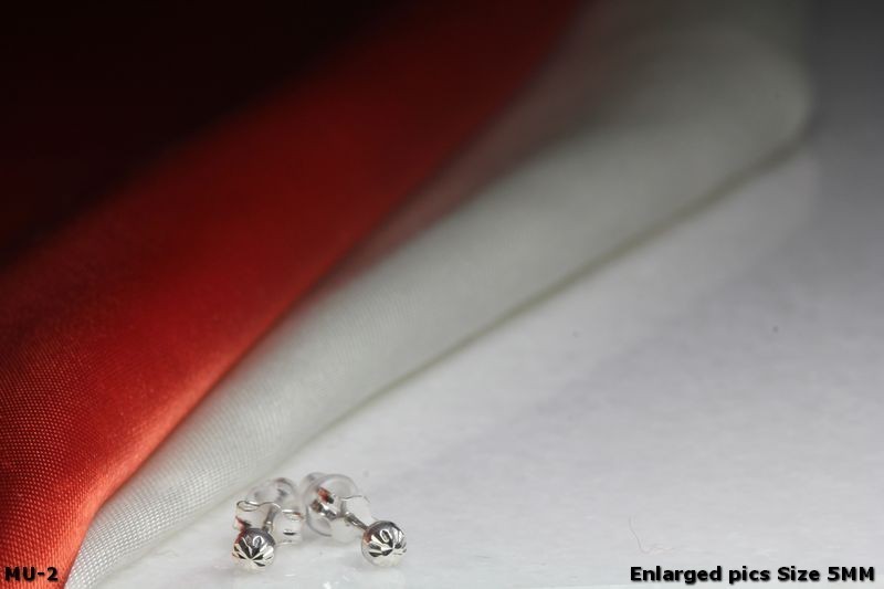 5MM BULLET SHAPED HALF ROUND RHODIUM PLATED STERLING SILVER 925 STUD EARRINGS
