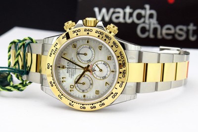Rolex Daytona Yellow Gold & Steel Mother of Pearl 116503 Never Worn WATCH CHEST