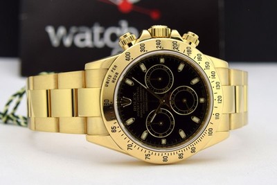 Rolex Daytona Yellow Gold Black Dial 116528 Rehaut - WATCH CHEST