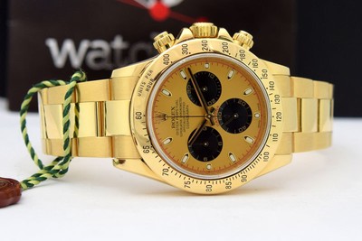 Rolex Daytona Yellow Gold Champagne Paul Newman Dial Rehaut 116528 Watch Chest