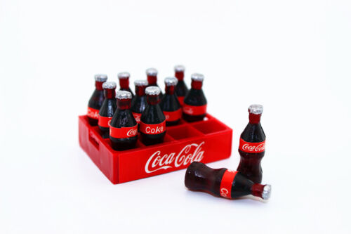 12 Bottle Coke Cola Tray set Dollhouse Miniature Soda Beverage Kitchen Accessory