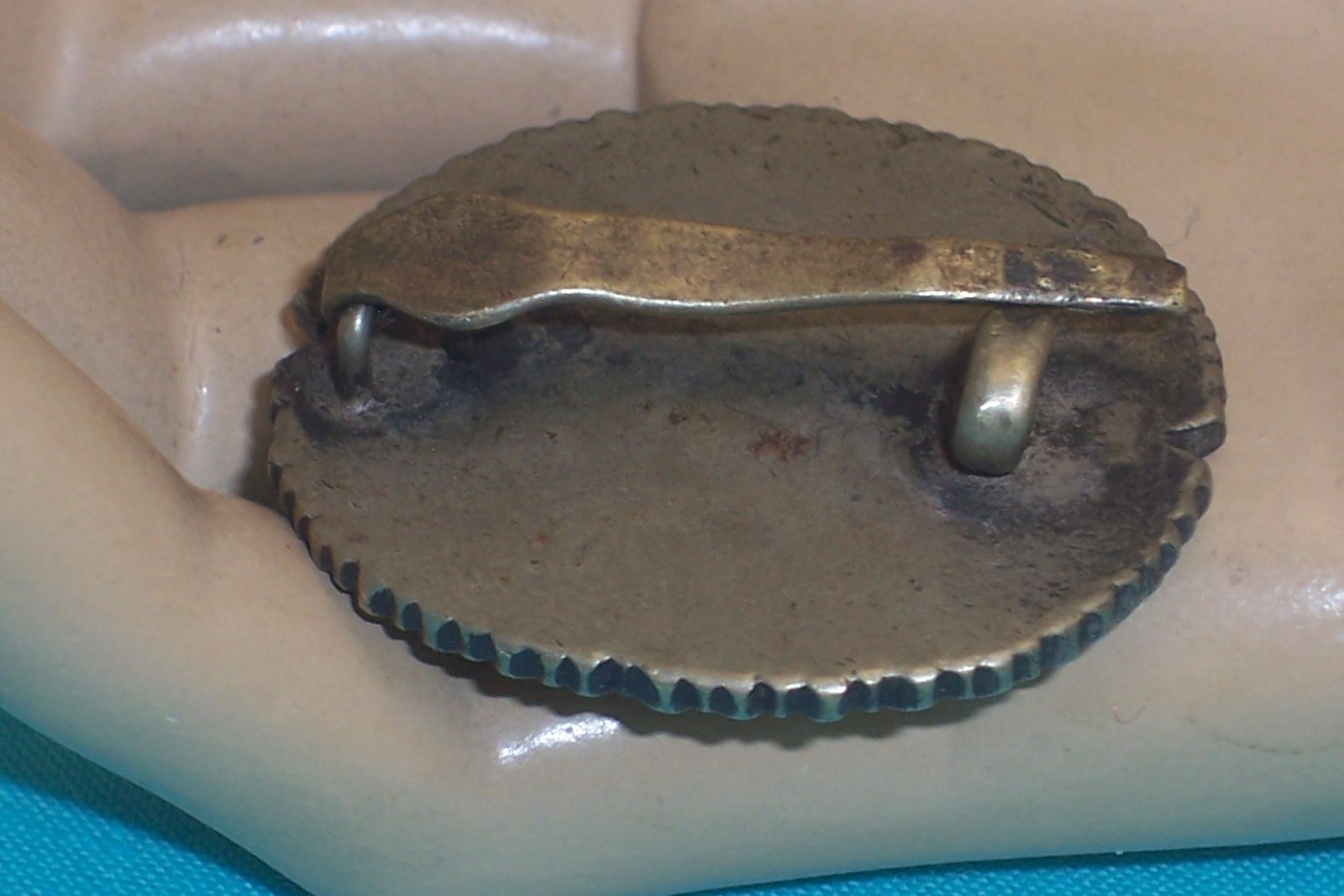 Vintage Silver Tone Ornate Unusual Pin or Sash Clip ? Asian Writing & Symbols