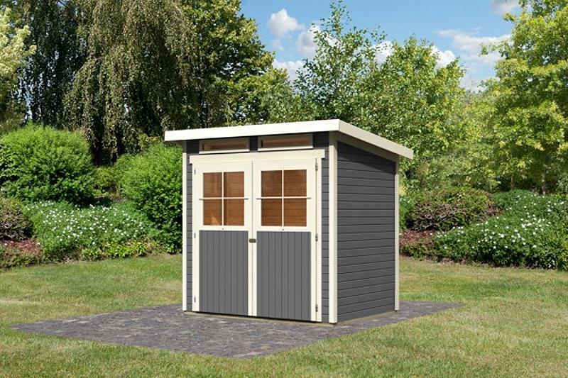 Karibu Gartenhaus GLÜCKSBURG 2 terragrau Gerätehaus 203x155cm 19mm Schuppen 