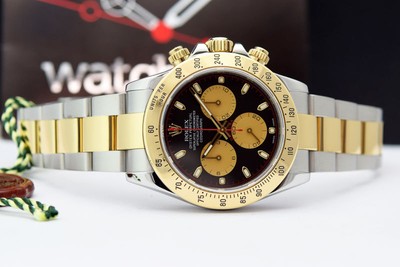 Rolex Daytona Gold Steel Black Dial Paul Newman 116523 Rehaut WATCH CHEST