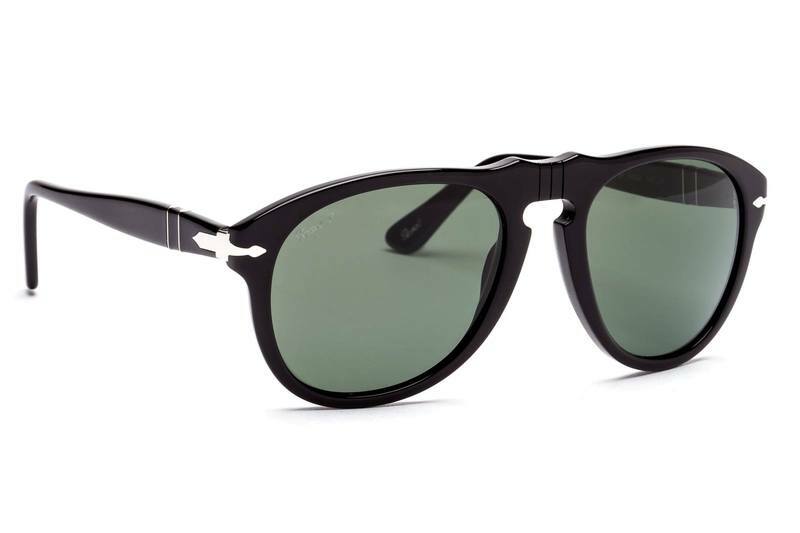 Pre-owned Persol 649 Pilot Series Shiny Black Polar Green Sunglasses Po0649 95/58 52mm In Polarized Green Anti-glare Tempered Glass