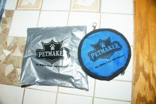 Petmaker Zippered Double PET Food And Water Bowl NEW FREE SHIPPING blue