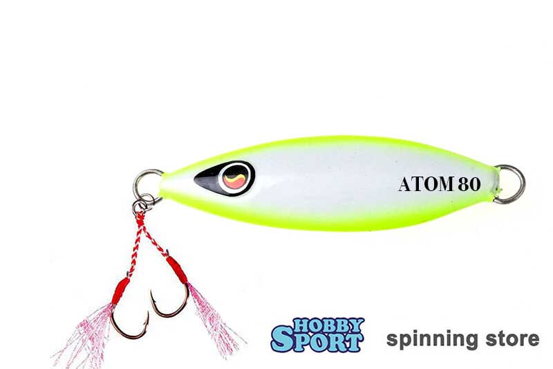 SLOW PITCH ATOM JIG 80 GR COLORE 04 YELLOW FLUO ASSIST HOOK PESCA MARE BARCA