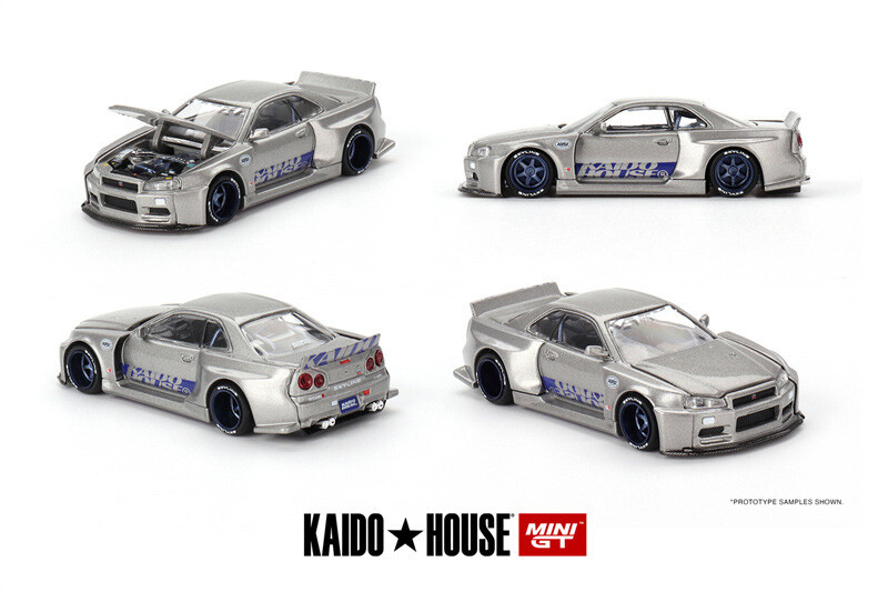 1/64 街道ハウスKAIDO HOUSE 日産スカイラインGT-R （R34） In Stock) Mini GT x Kaido House 1/64 Nissan Skyline GT-R