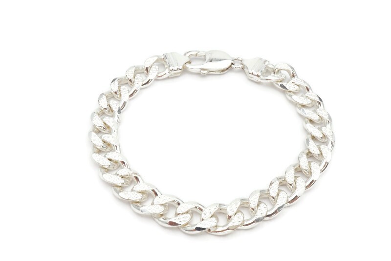 Sterling Silver 925 Curb Link Bracelet Mens 7.75