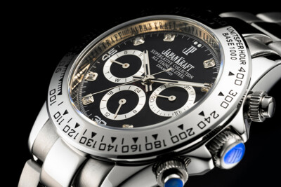 Pre-owned Kraft Japan  Automatic Watch With 8 Natural Diamonds Black Panda Chronograph
