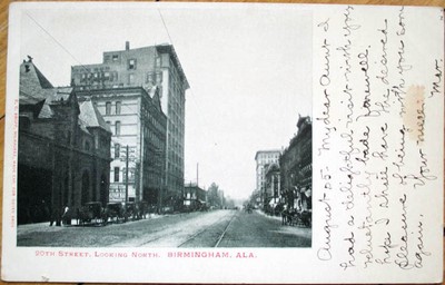 1905 Postcard 20th Street Looking North Birmingham Alabama Al - 
