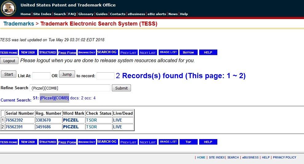 Piczel - Registered U.S. Trademark plus Web Domain Name