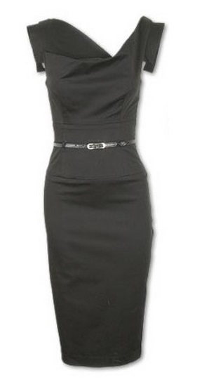 Pre-owned Black Halo Jackie O Belted Sheath Hollywood Celebrity Black Eclipse Dress