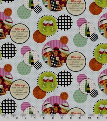 SPRINGS Fabric - WINE-ING WITH GIRLFRIENDS - by the HALF Yard