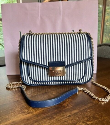 Kate Spade New York Carey Small Flap Shoulder Bag Striped KB552 Blue Multi
