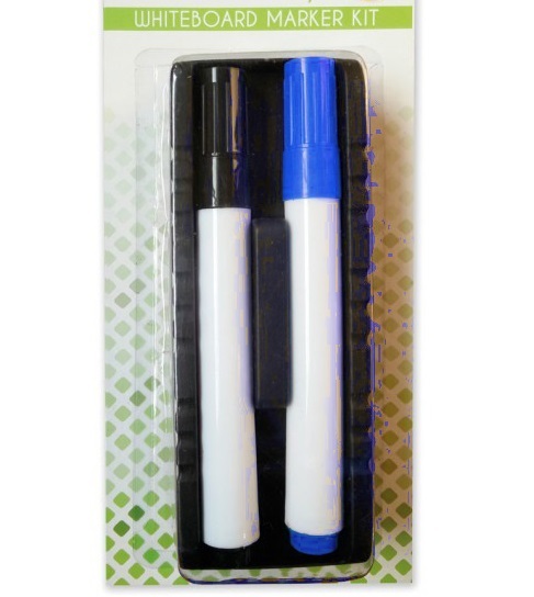 Set 2 Pennarelli + Cancellino Per Lavagna Bianca Scuola Ufficio moc