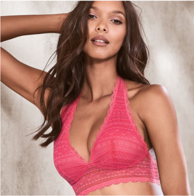 VICTORIA'S SECRET Lace Halter BRA Small S NWT NEW VS 32-34 Pink