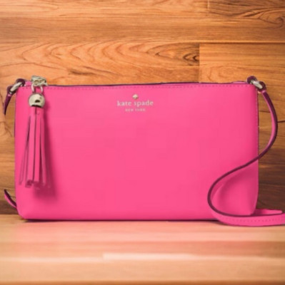Kate Spade Ivy Street Amy Smooth Yellow Leather Crossbody - Deep Hibiscus