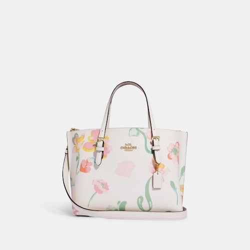 トートバッグ COACH Mollie Tote Bag With Floral Print CZ593 NWT Coach Mollie Tote Bag 25 In Signature Canvas With Floral