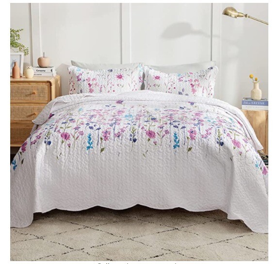 Bedsure Floral Quilt Sets Queen Bedspreads Lightweight