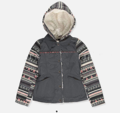 JESSICA SIMPSON GIRLS FAIR ISLE CONTRAST JACKET FAUX FUR LINING(Grey,14) NWT