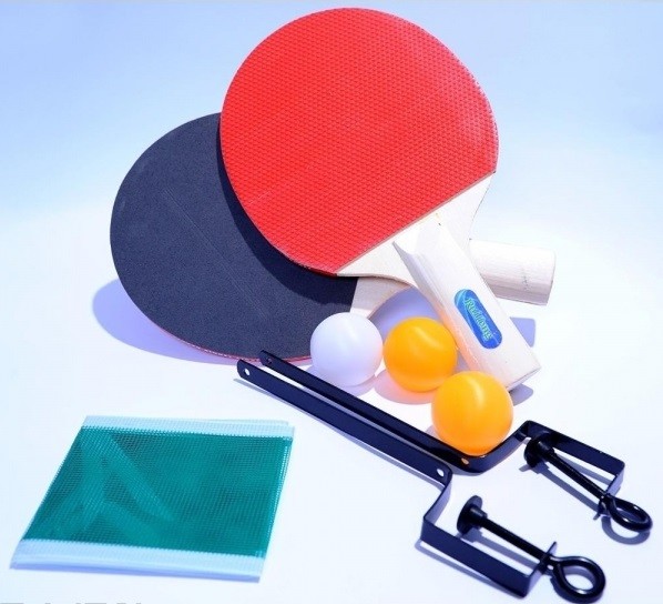 Kit Ping Pong Tennis Da Tavolo Con Rete 2 Racchette 2 Colori E 3 Palline dfh