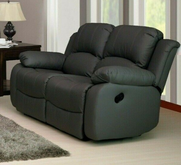 VALENCIA SOFA LEATHER RECLINER 2 SEATER GREY in Oldham, Manchester