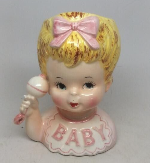 Vintage Baby Doll Head Vase/Planter. Relpo. Made in Japan. 1967 #5715.