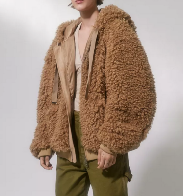 UrbanOutfitters UO Casey Oversized Sherpa Hooded Zip Up Jacket