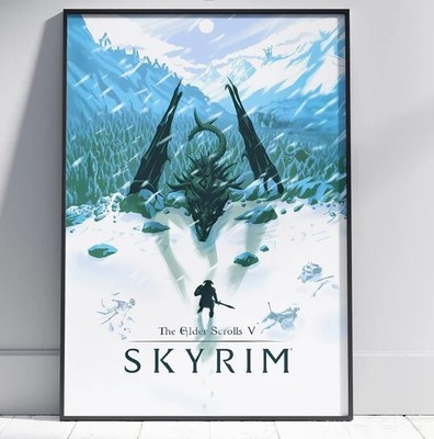 Skyrim Poster, Elder Scrolls Wall Art, Fantasy Game Print