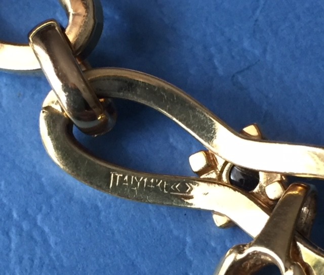 Blue Sapphire 14K Fancy Link 7