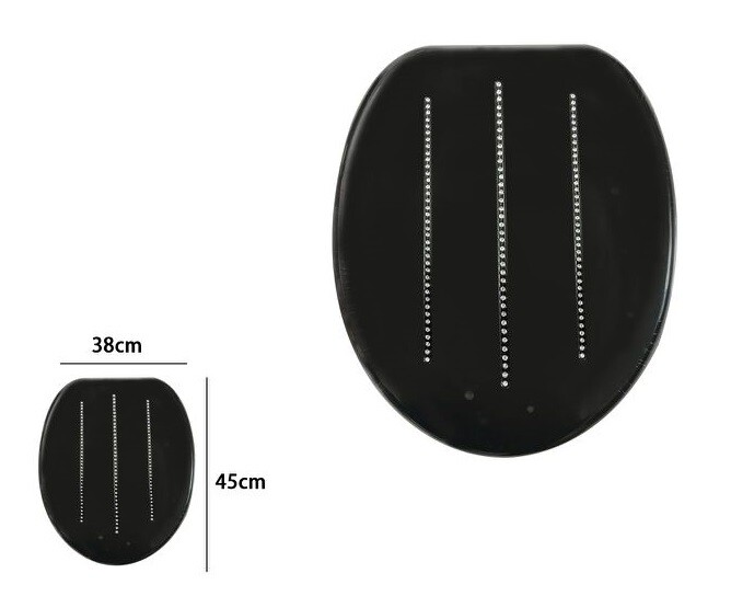 CopriWater Copri Water Sedile WC Bagno Universale Mdf Nero Righe Strass dfh