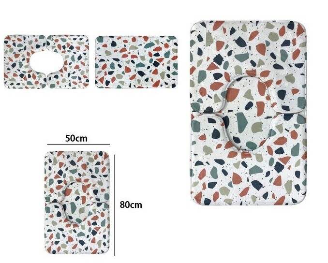 Set 3 Tappeti Tappetini Antiscivolo Per Bagno Arredo Colore Geometric dfh